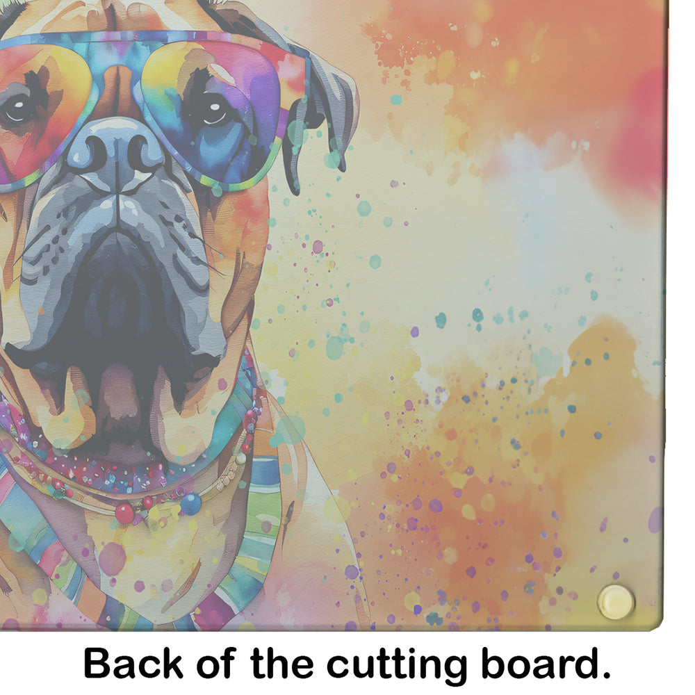 Bullmastiff Hippie Dawg Glass Cutting Board