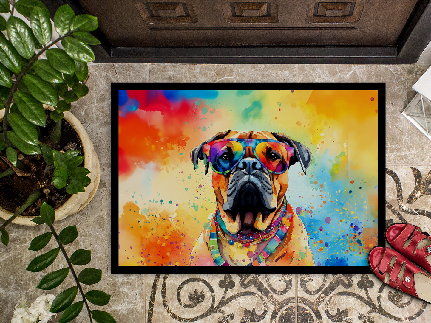 Bullmastiff Hippie Dawg Doormat