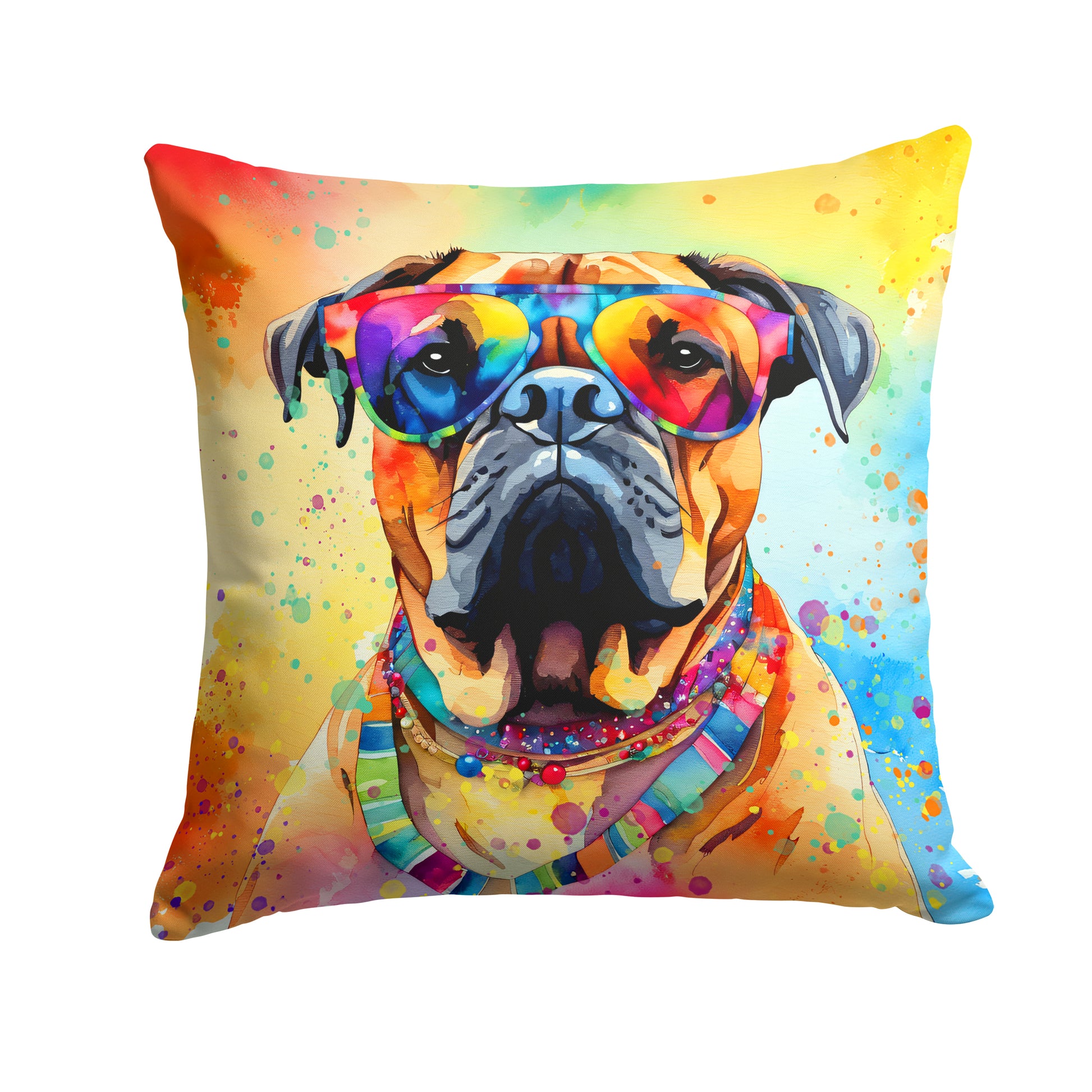 Buy this Bullmastiff Hippie Dawg Throw Pillow