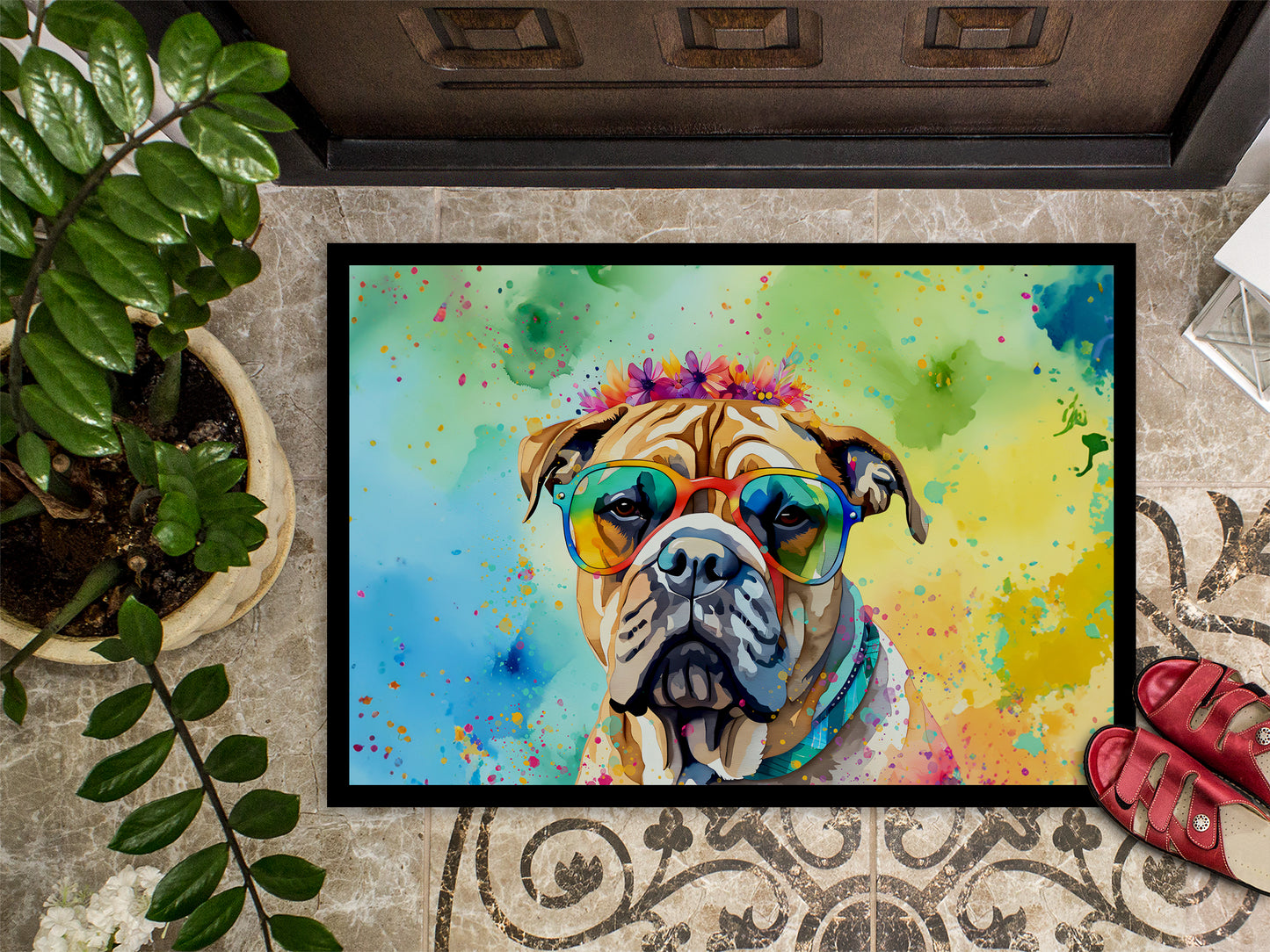 Bullmastiff Hippie Dawg Doormat