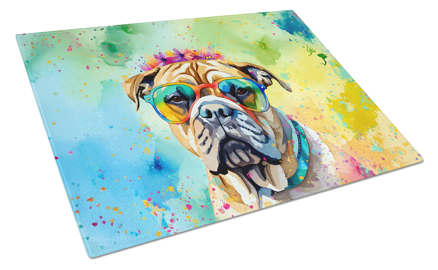 Buy this Bullmastiff Hippie Dawg Glass Cutting Board