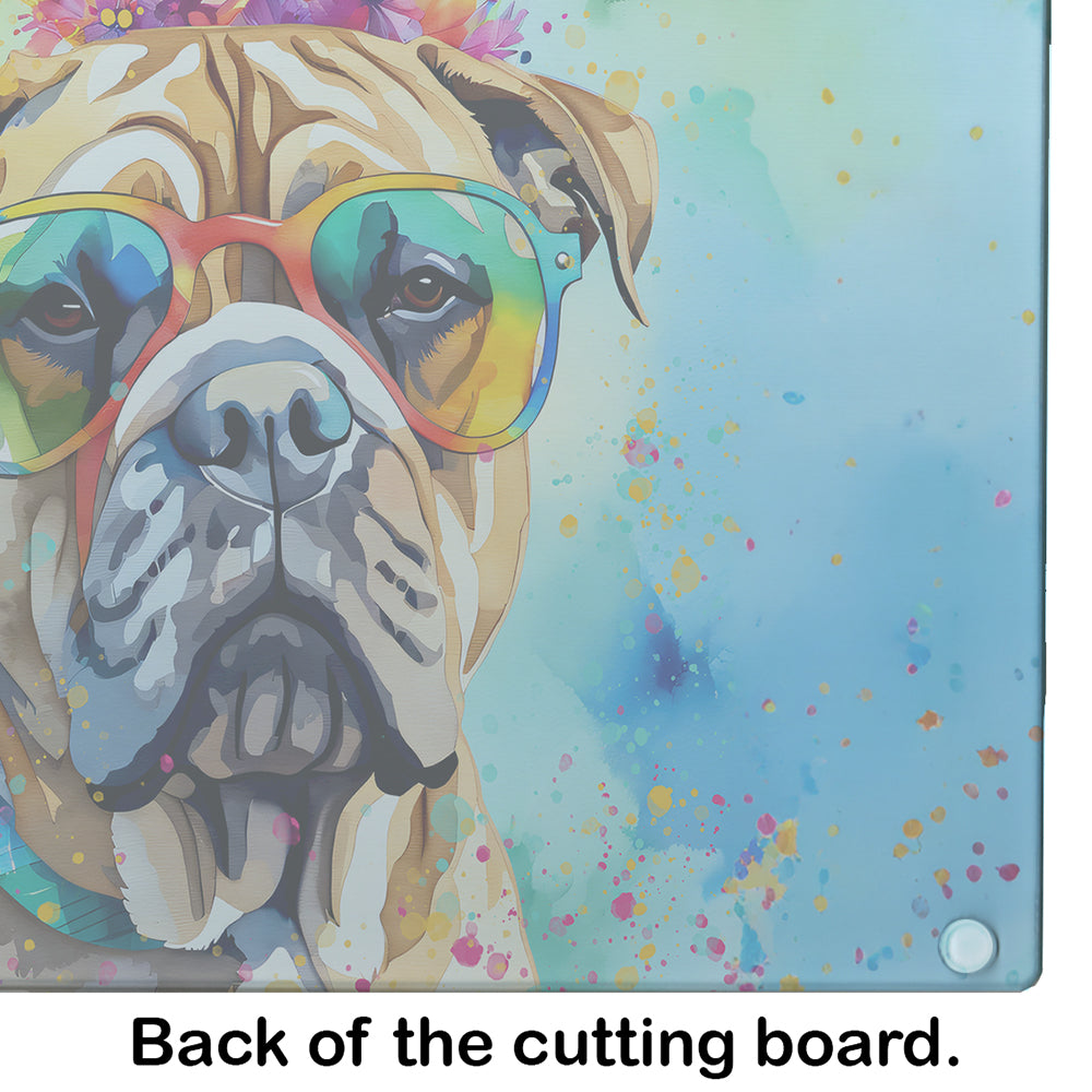 Bullmastiff Hippie Dawg Glass Cutting Board