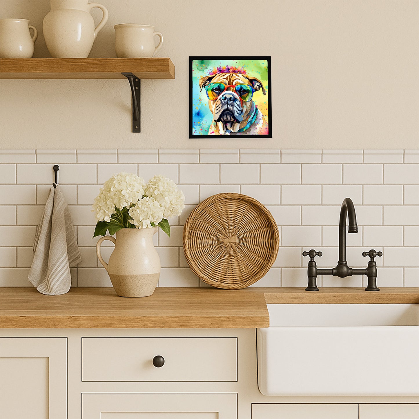 Bullmastiff Hippie Dawg Framed Metal Print