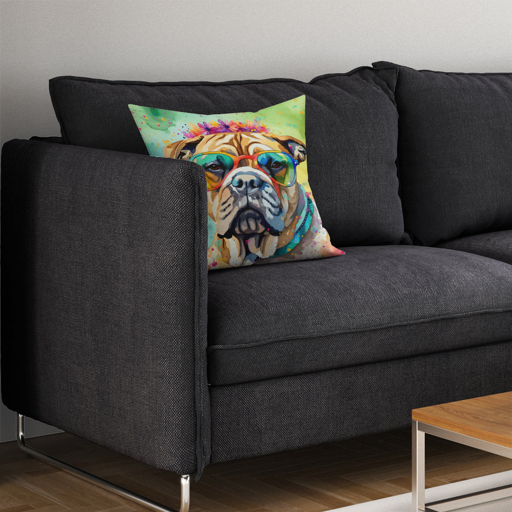 Bullmastiff Hippie Dawg Throw Pillow