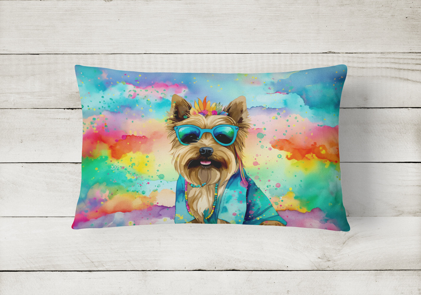 Cairn Terrier Hippie Dawg Throw Pillow