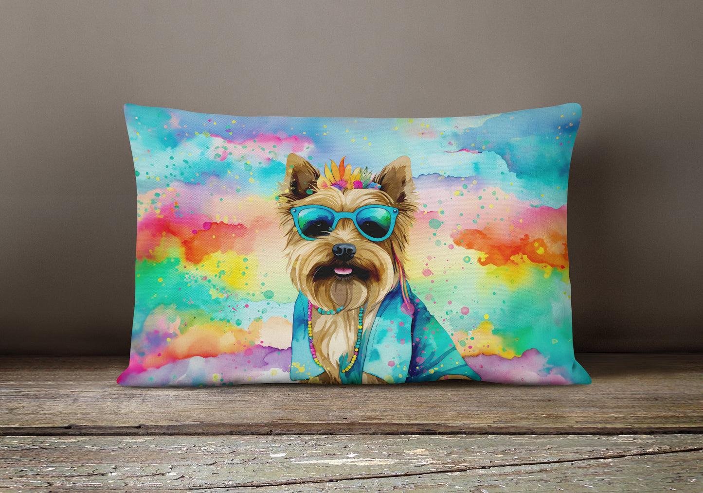 Cairn Terrier Hippie Dawg Throw Pillow