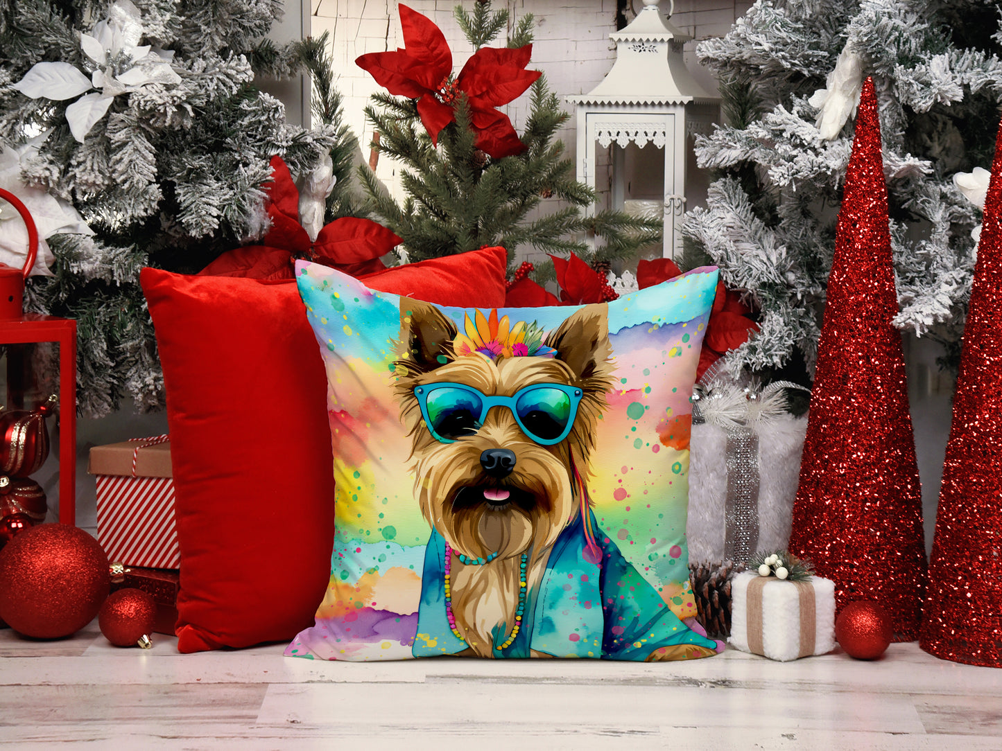 Cairn Terrier Hippie Dawg Throw Pillow