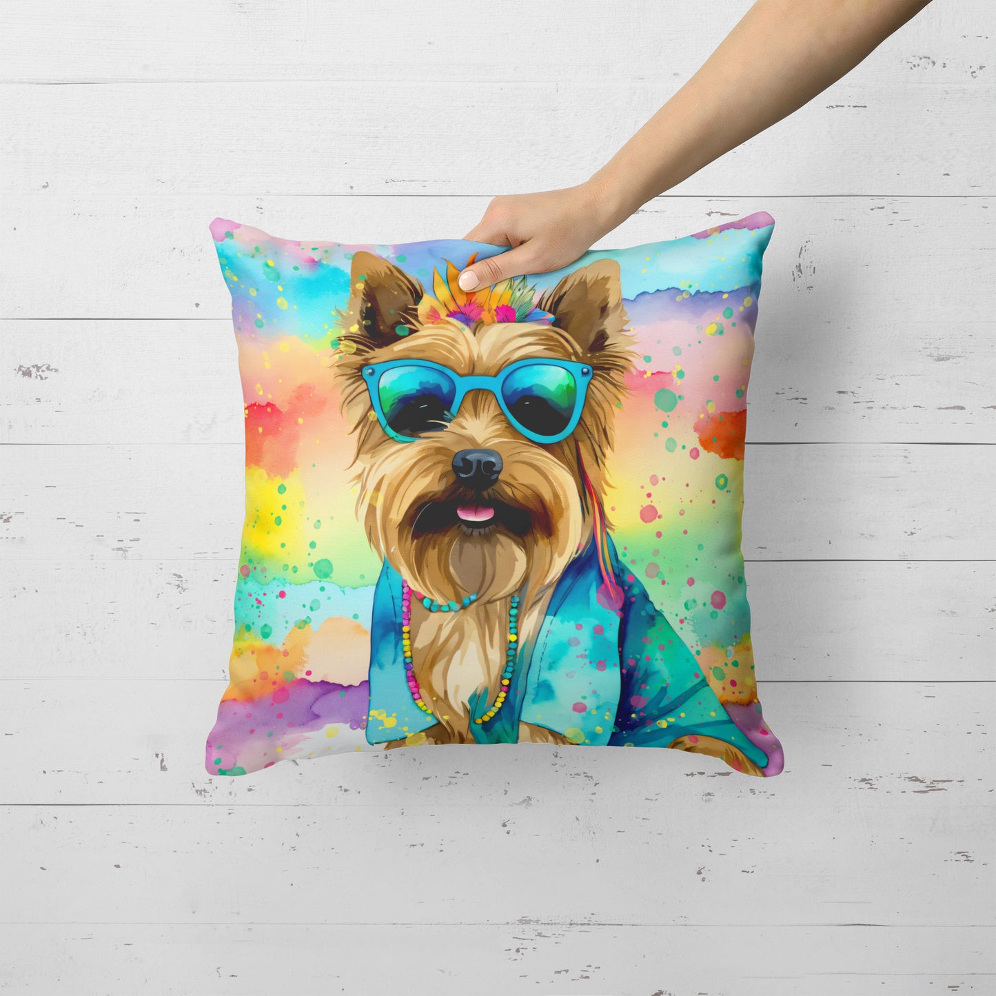 Cairn Terrier Hippie Dawg Throw Pillow