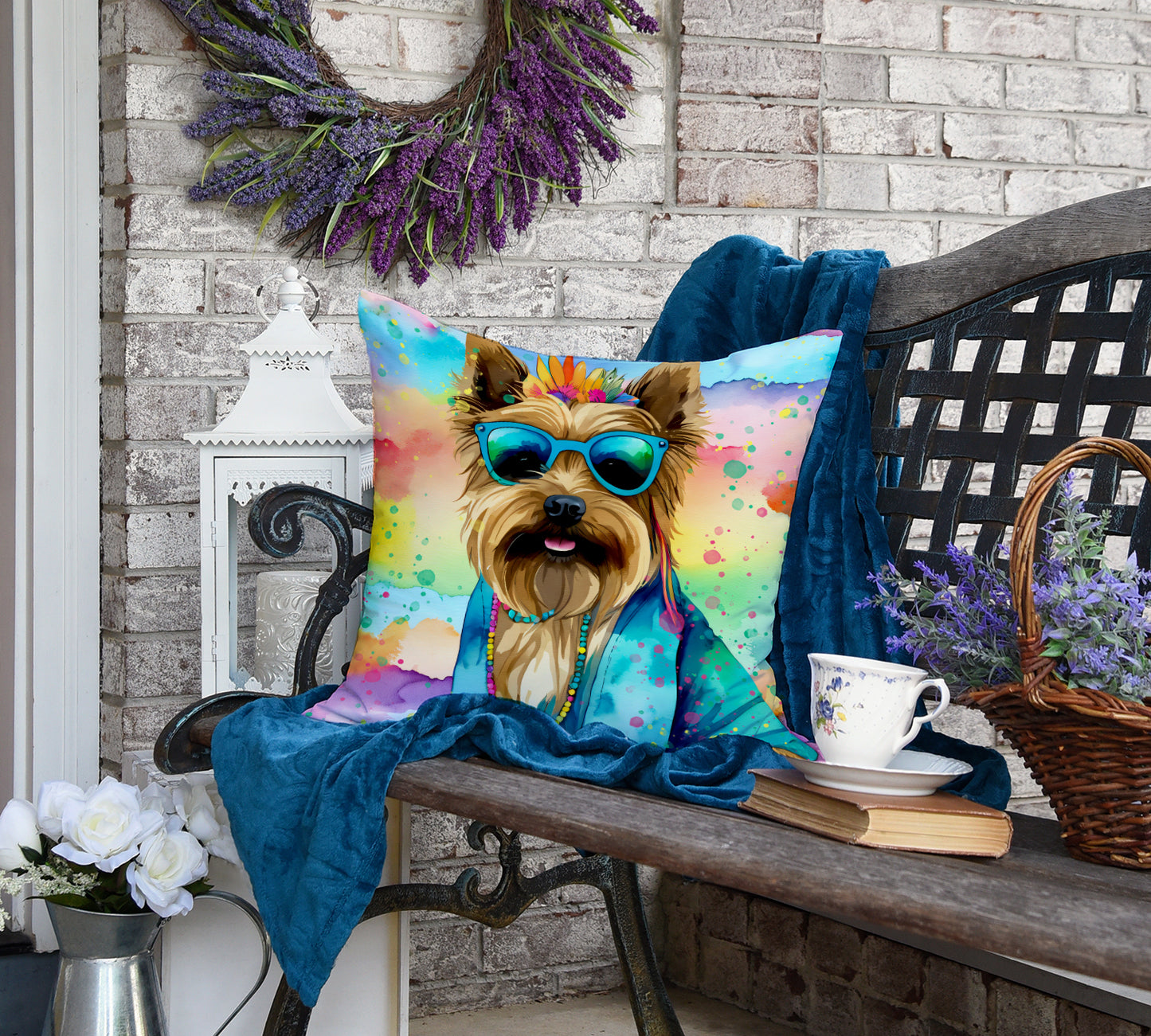 Cairn Terrier Hippie Dawg Throw Pillow