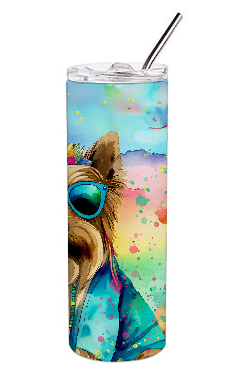 Cairn Terrier Hippie Dawg Stainless Steel Skinny Tumbler