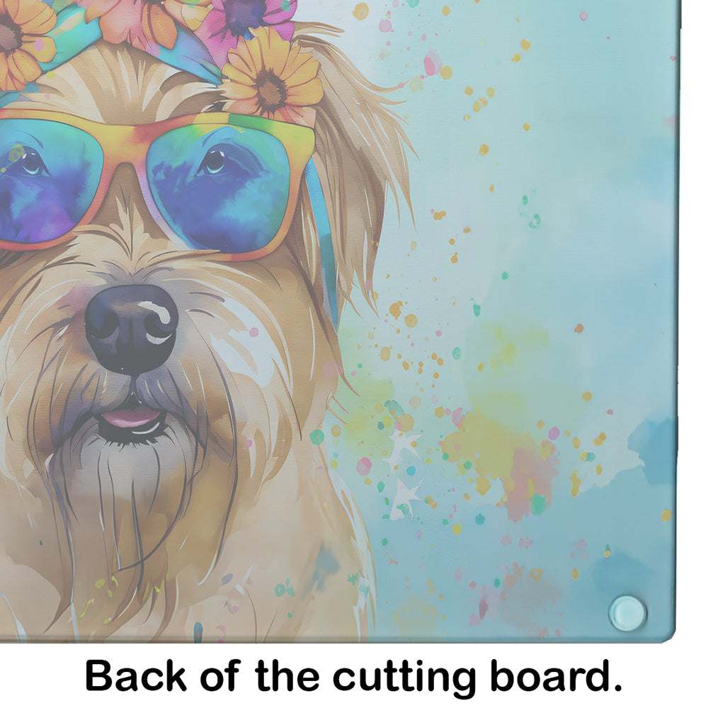 Cairn Terrier Hippie Dawg Glass Cutting Board