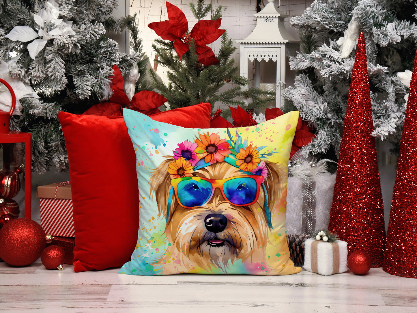 Cairn Terrier Hippie Dawg Throw Pillow