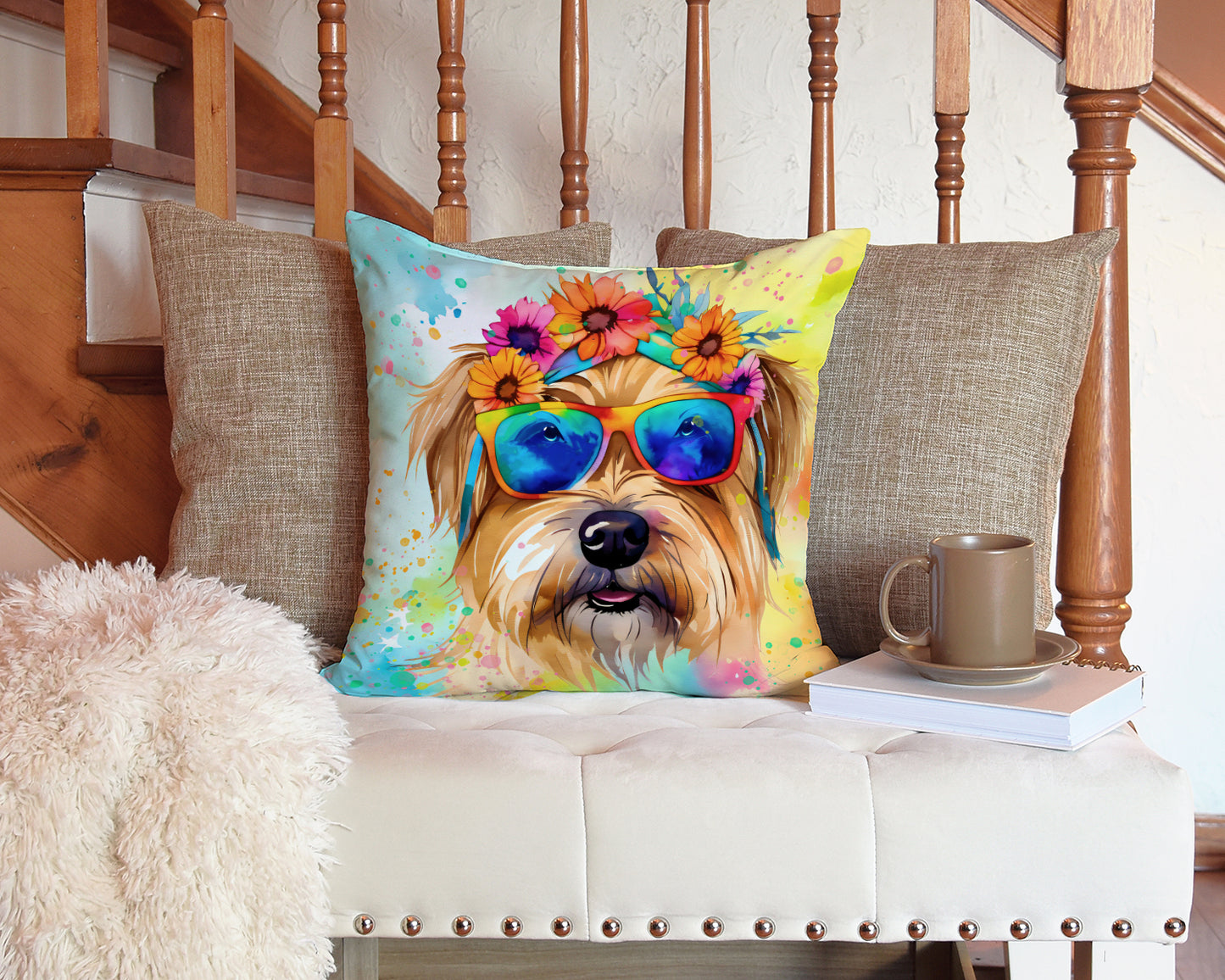 Cairn Terrier Hippie Dawg Throw Pillow