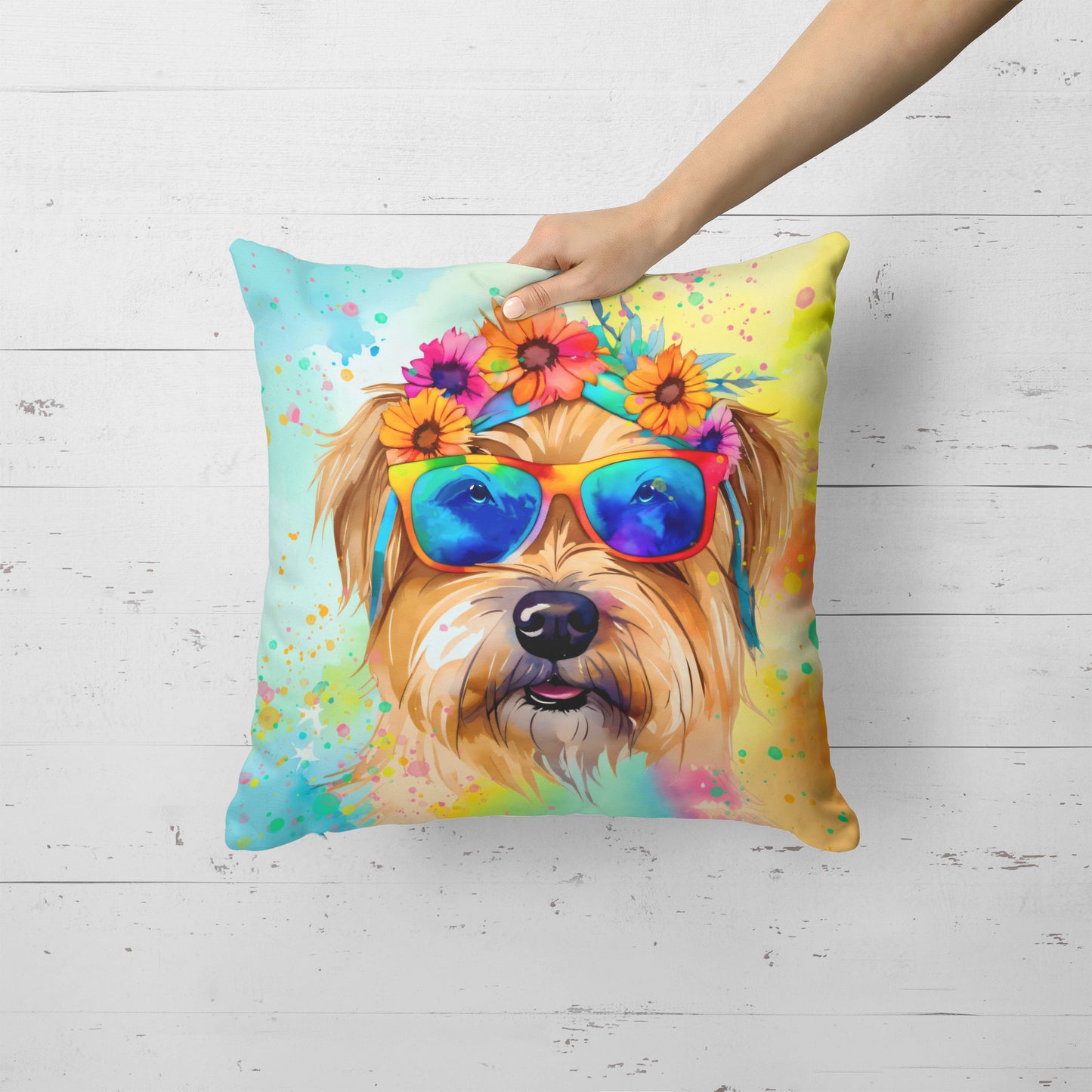 Cairn Terrier Hippie Dawg Throw Pillow