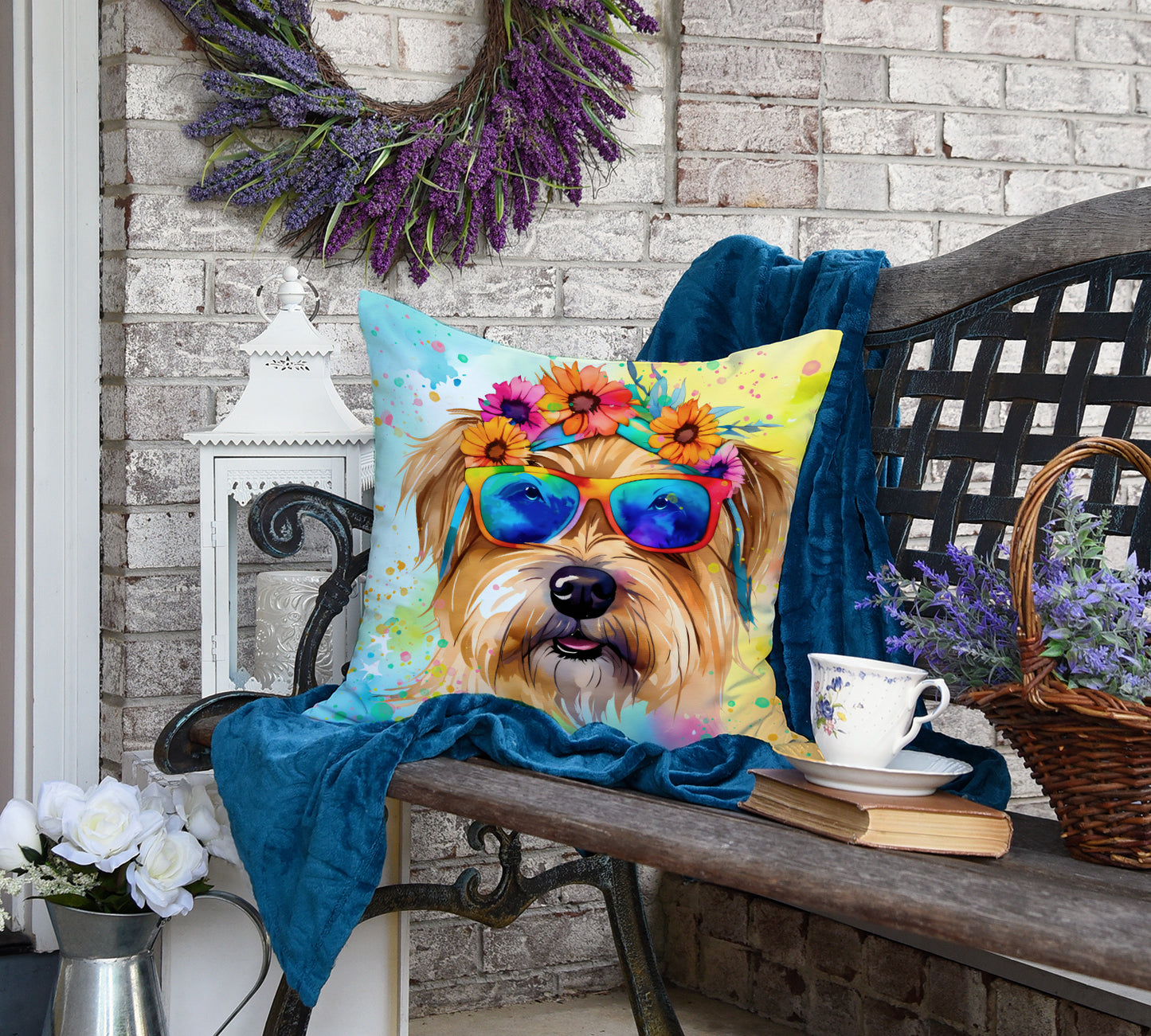 Cairn Terrier Hippie Dawg Throw Pillow