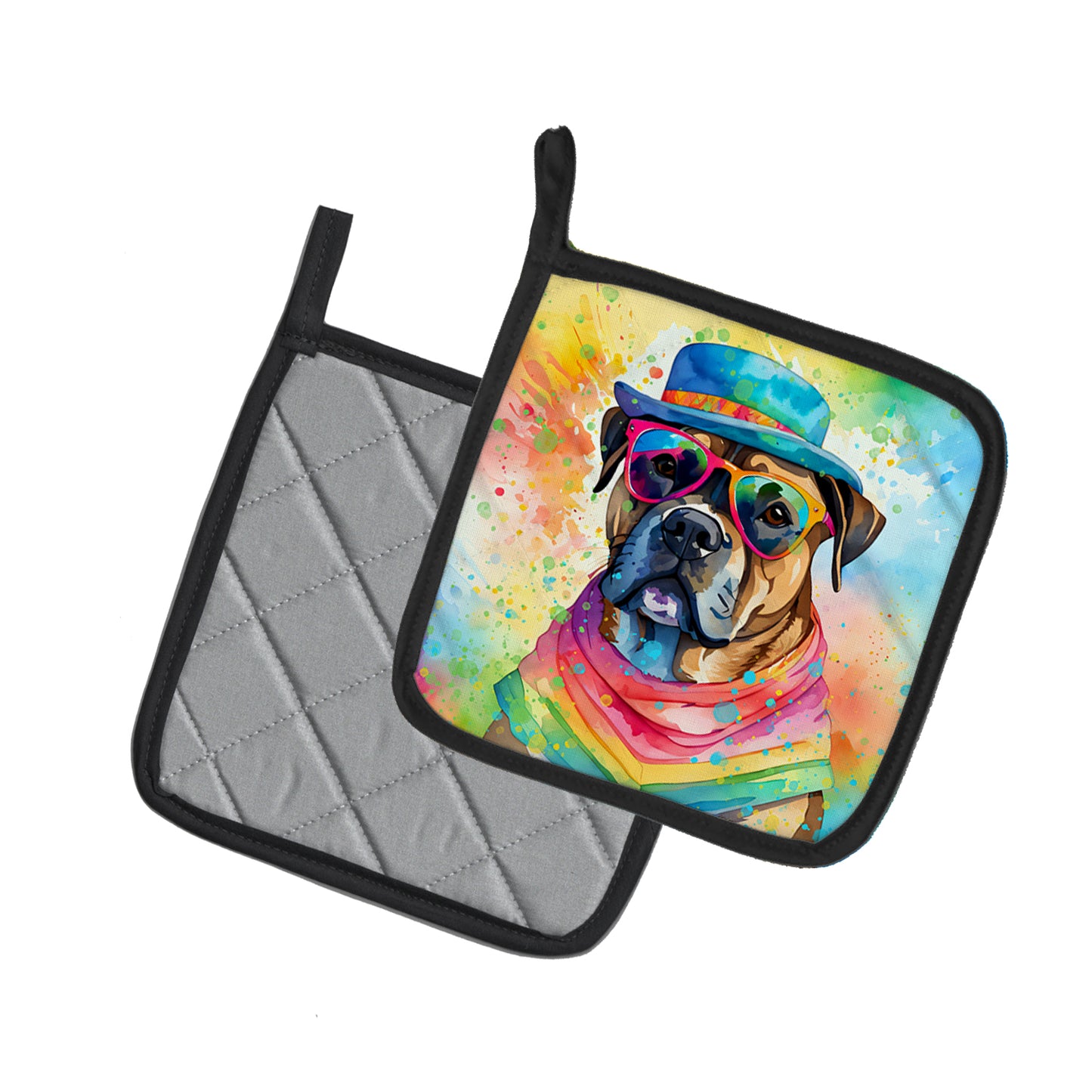 Cane Corso Hippie Dawg Pair of Pot Holders