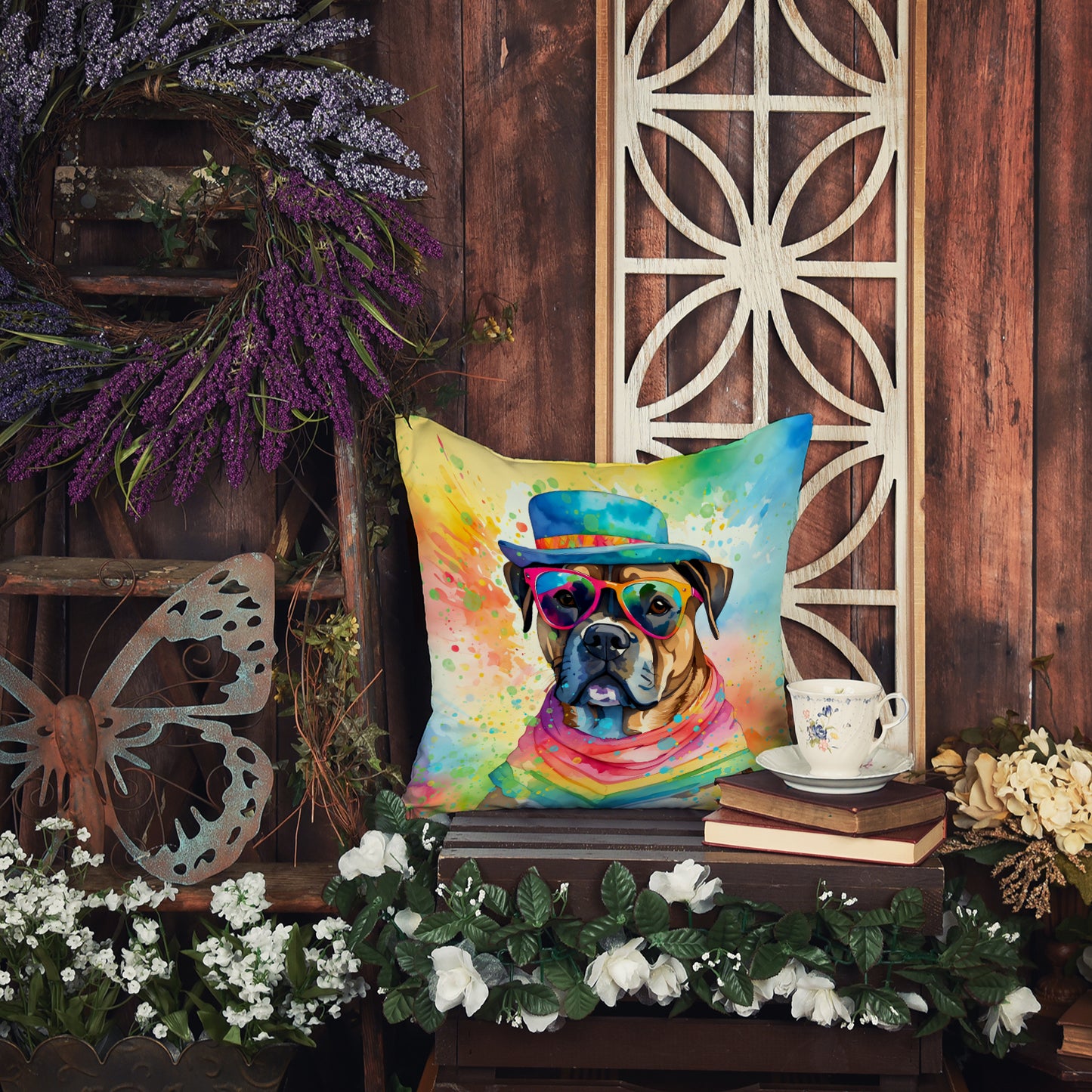 Cane Corso Hippie Dawg Throw Pillow