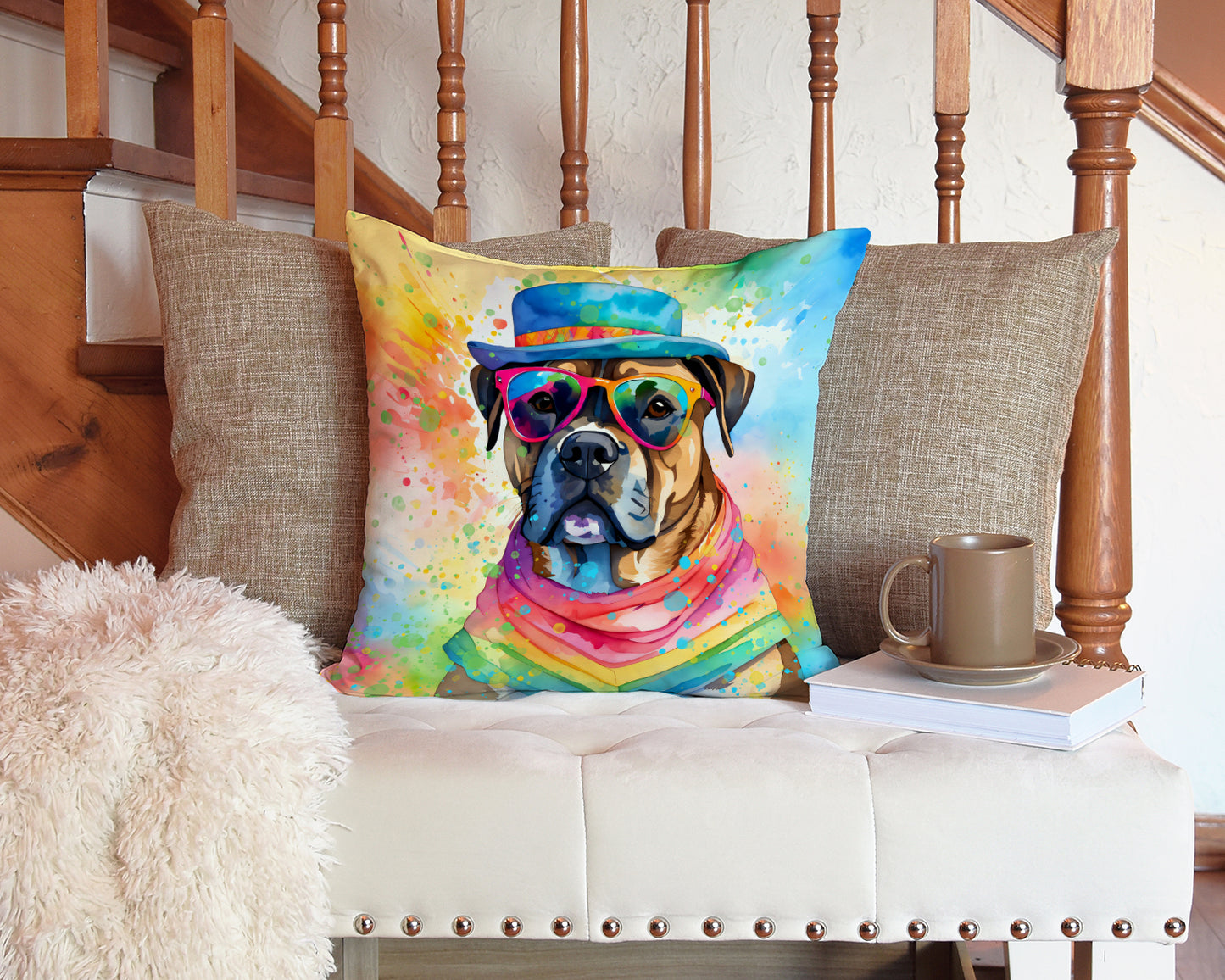 Cane Corso Hippie Dawg Throw Pillow