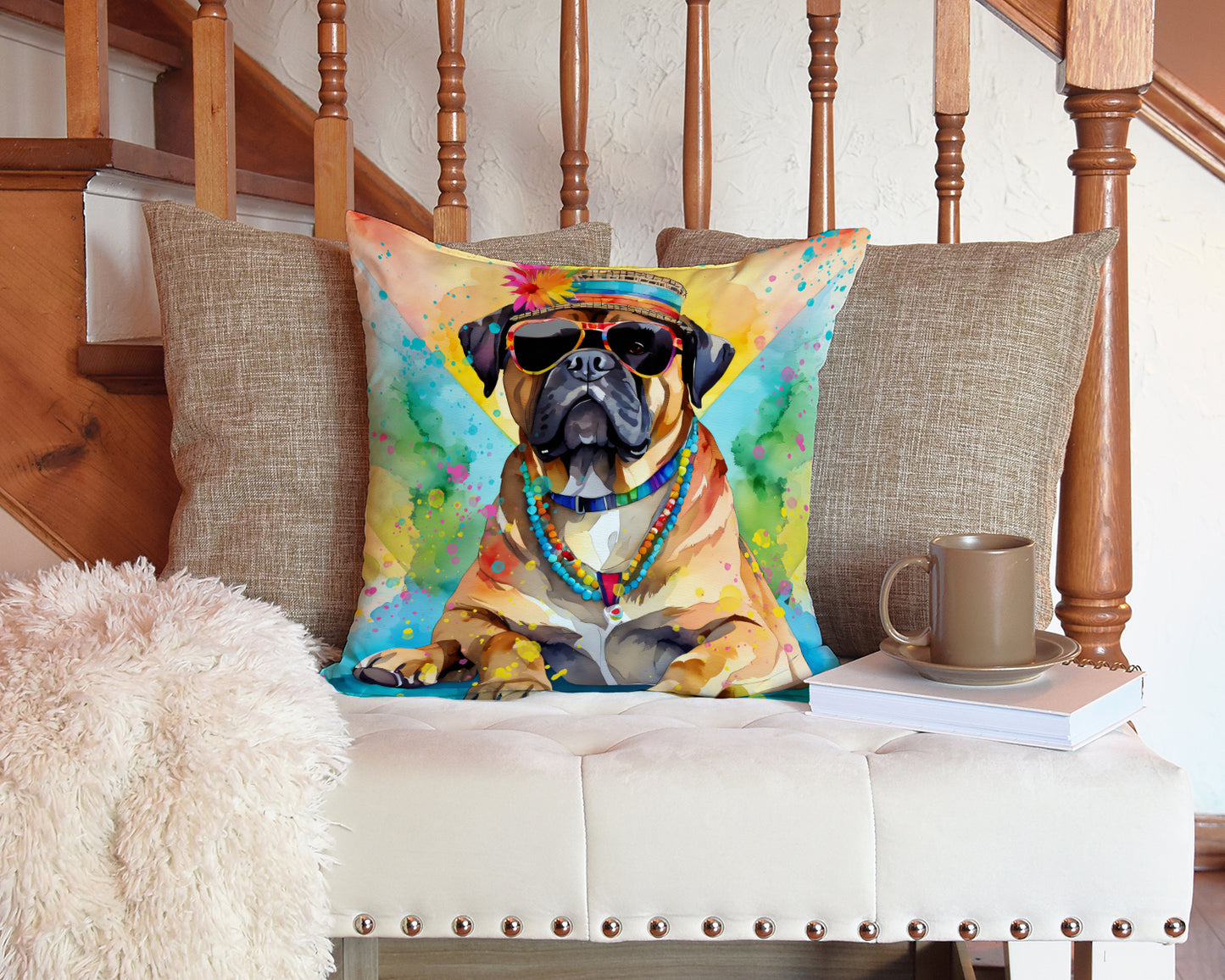 Cane Corso Hippie Dawg Throw Pillow