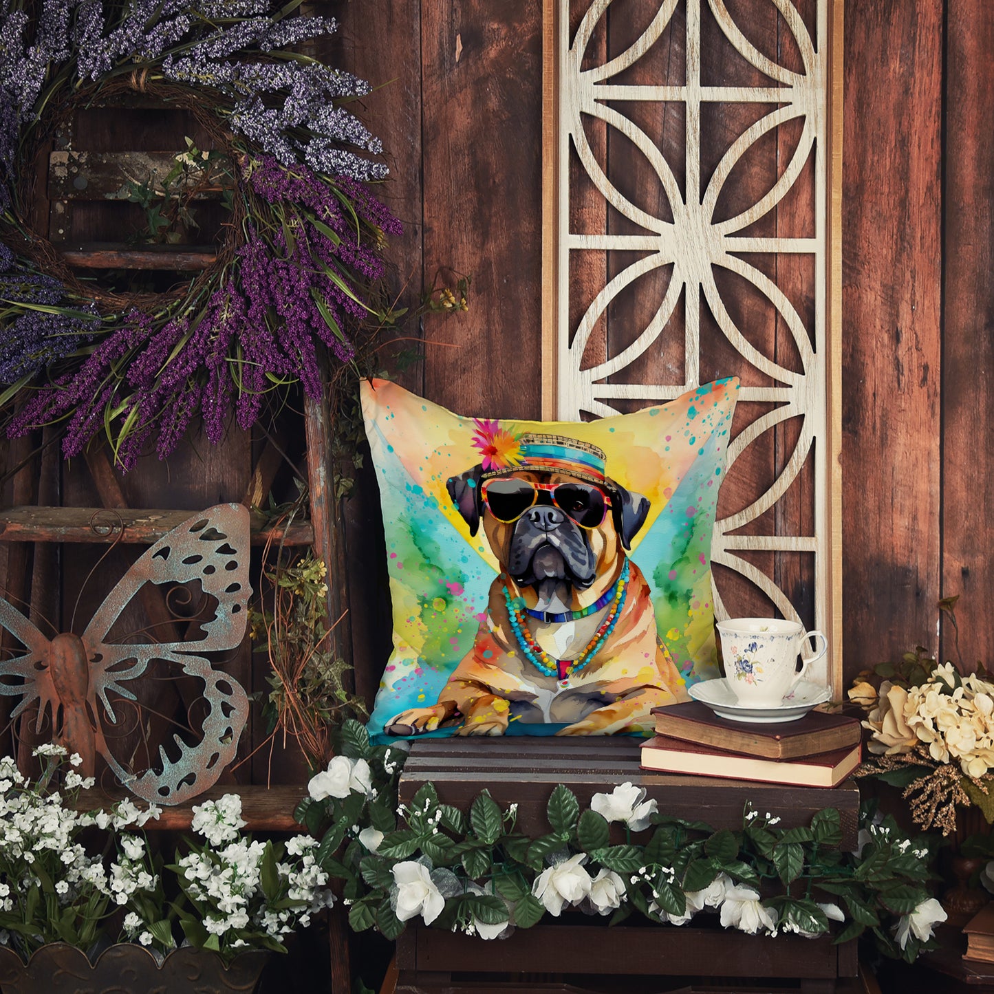 Cane Corso Hippie Dawg Throw Pillow