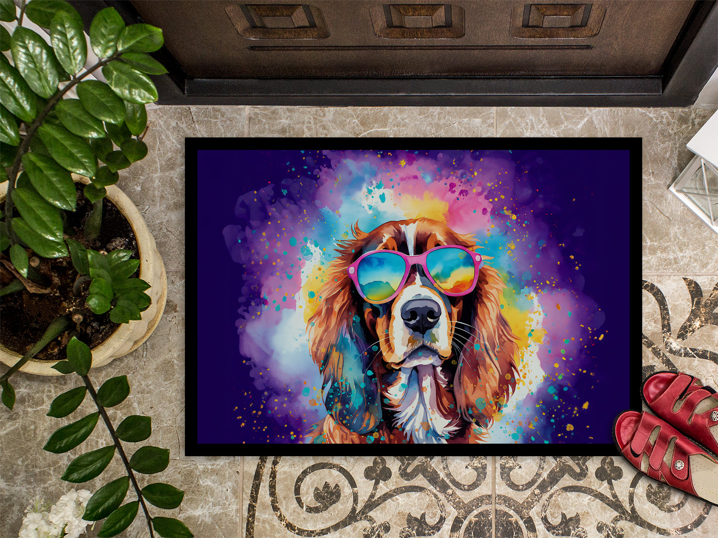 Cavalier Spaniel Hippie Dawg Doormat