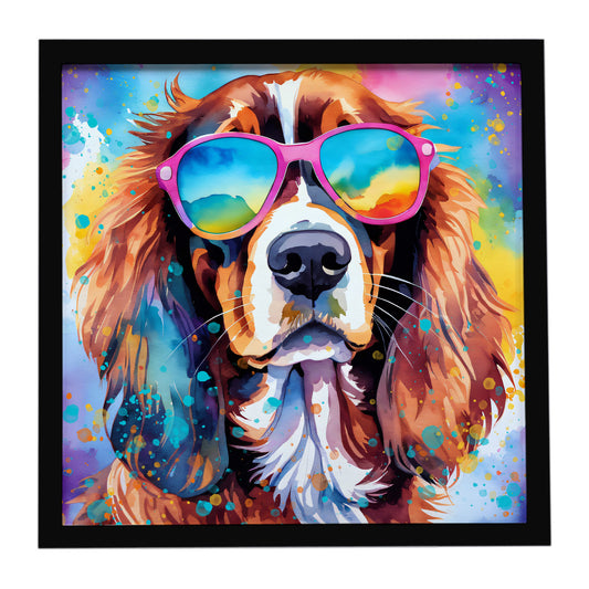 Buy this Cavalier Spaniel Hippie Dawg Framed Metal Print