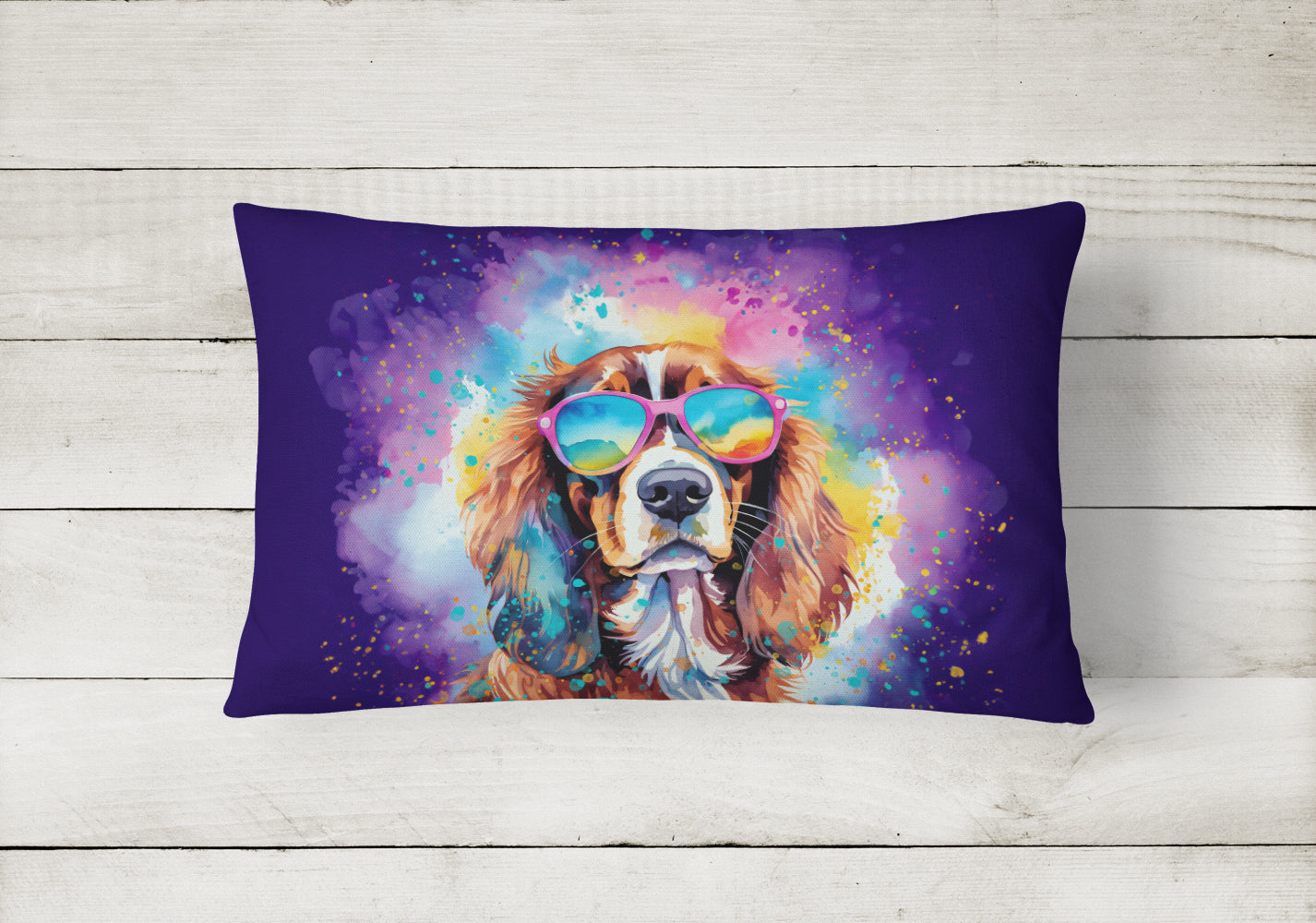 Cavalier Spaniel Hippie Dawg Throw Pillow