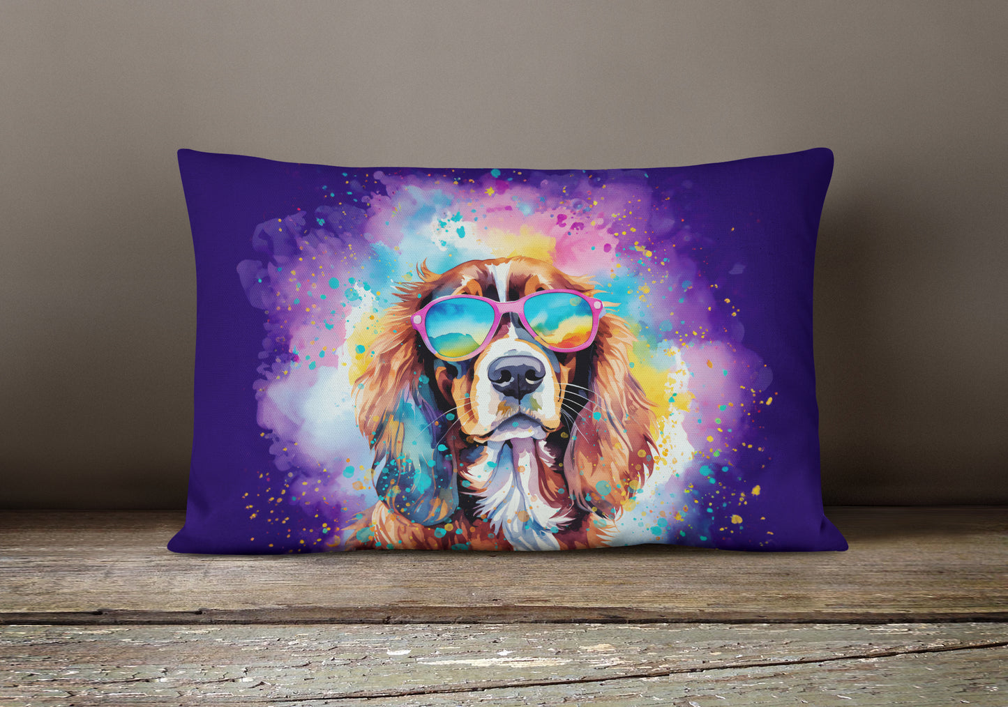 Cavalier Spaniel Hippie Dawg Throw Pillow