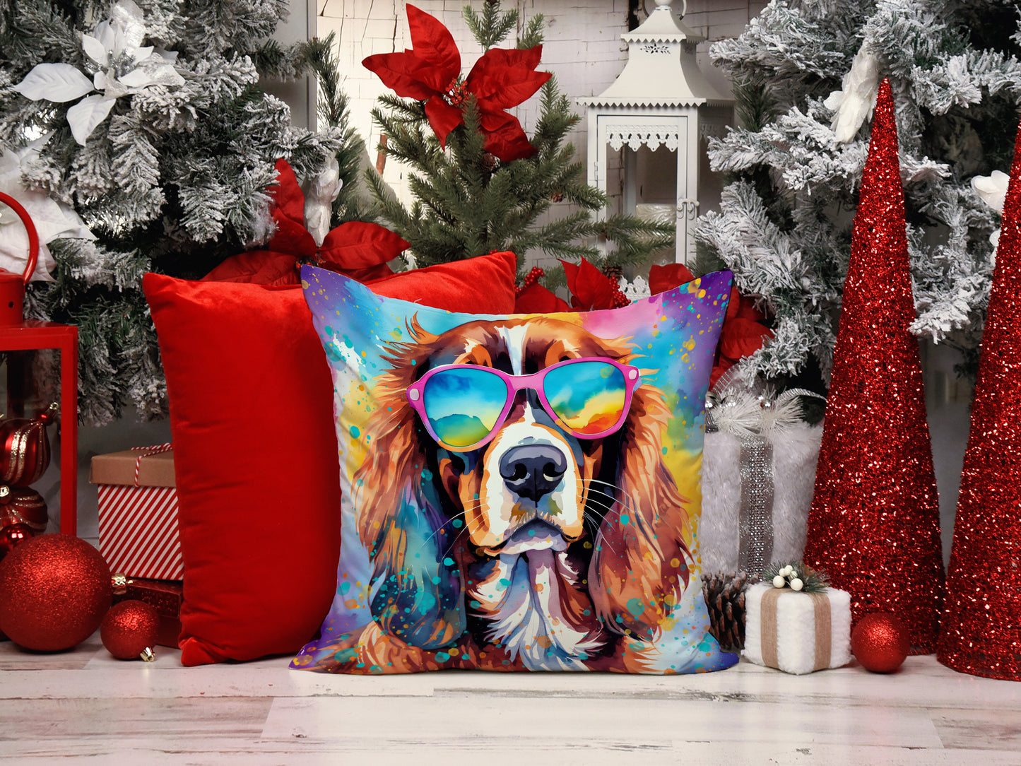 Cavalier Spaniel Hippie Dawg Throw Pillow