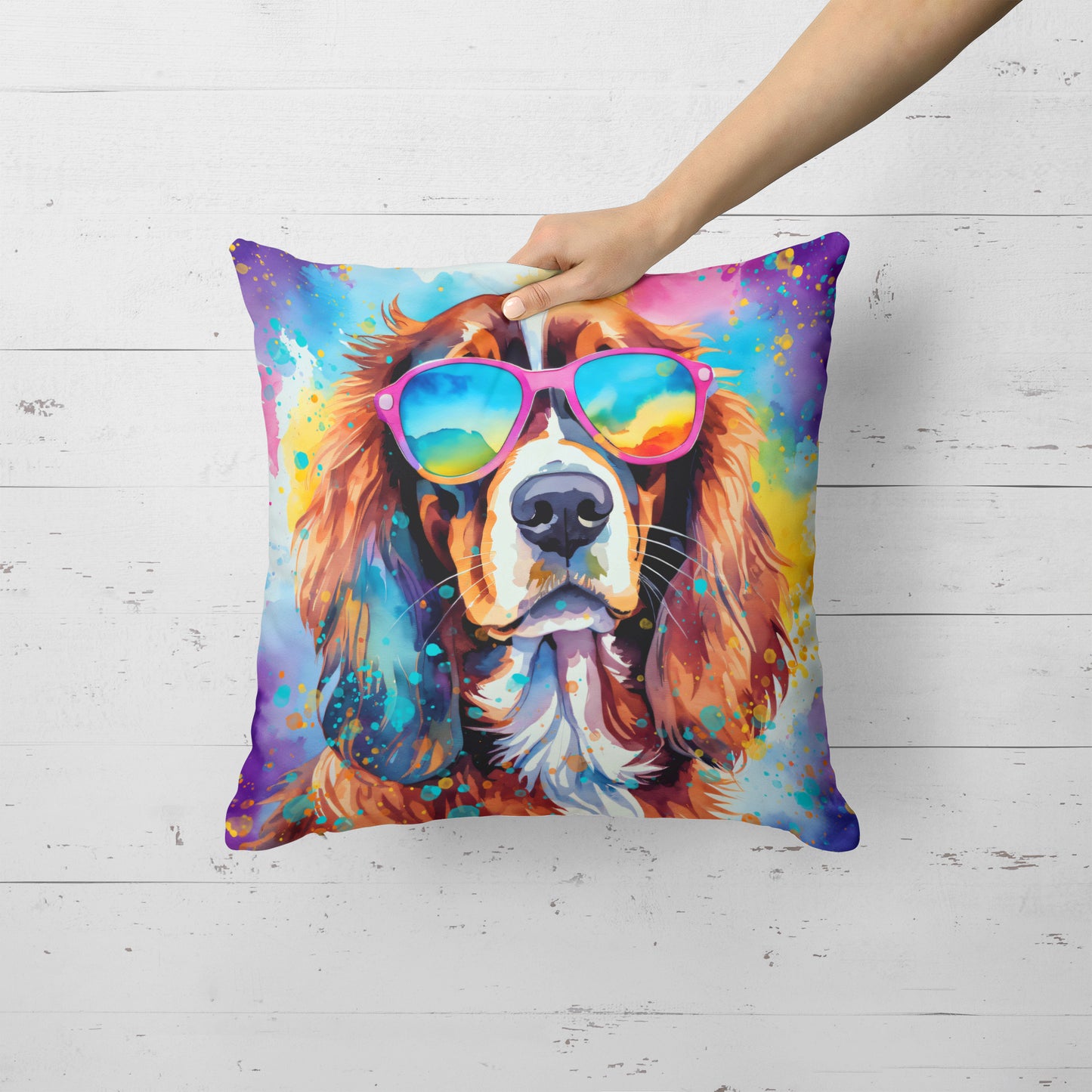 Cavalier Spaniel Hippie Dawg Throw Pillow