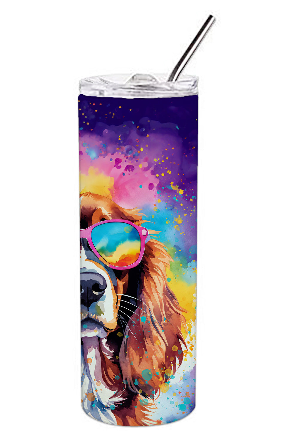 Cavalier Spaniel Hippie Dawg Stainless Steel Skinny Tumbler