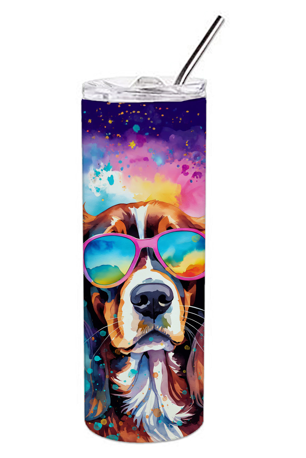 Cavalier Spaniel Hippie Dawg Stainless Steel Skinny Tumbler