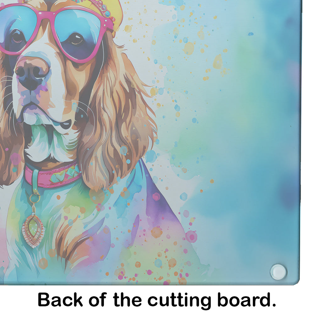 Cavalier Spaniel Hippie Dawg Glass Cutting Board