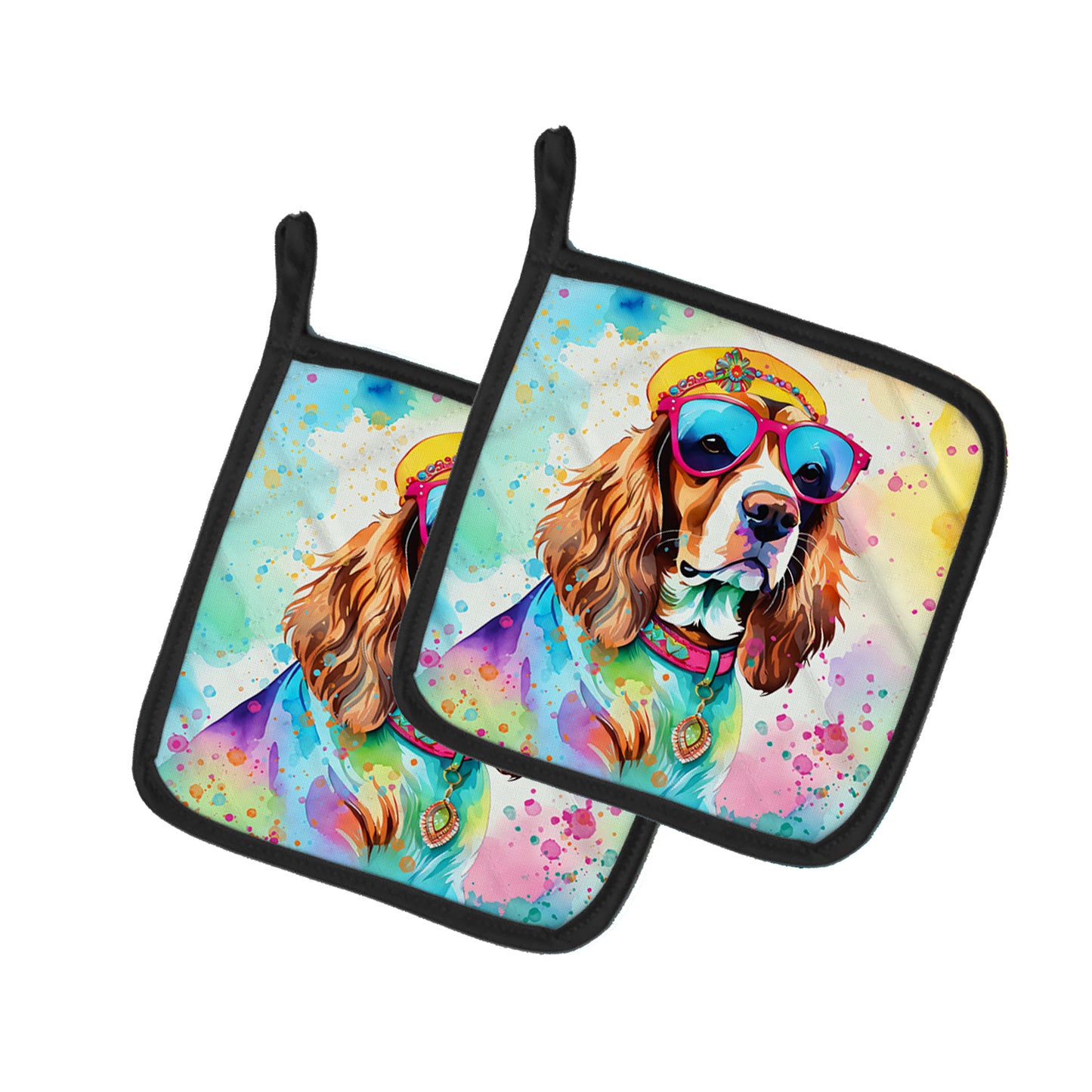 Buy this Cavalier Spaniel Hippie Dawg Pair of Pot Holders