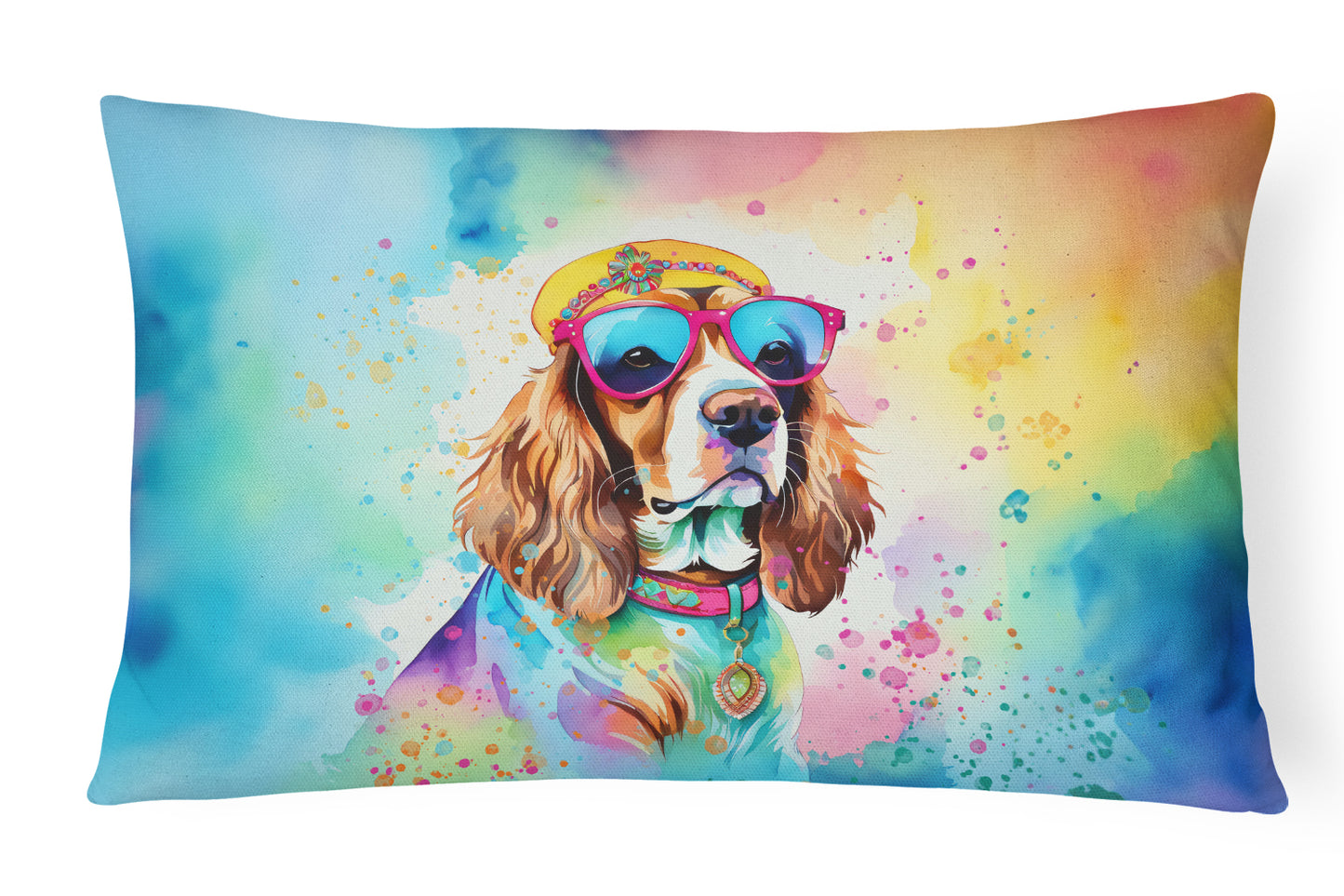 Buy this Cavalier Spaniel Hippie Dawg Throw Pillow