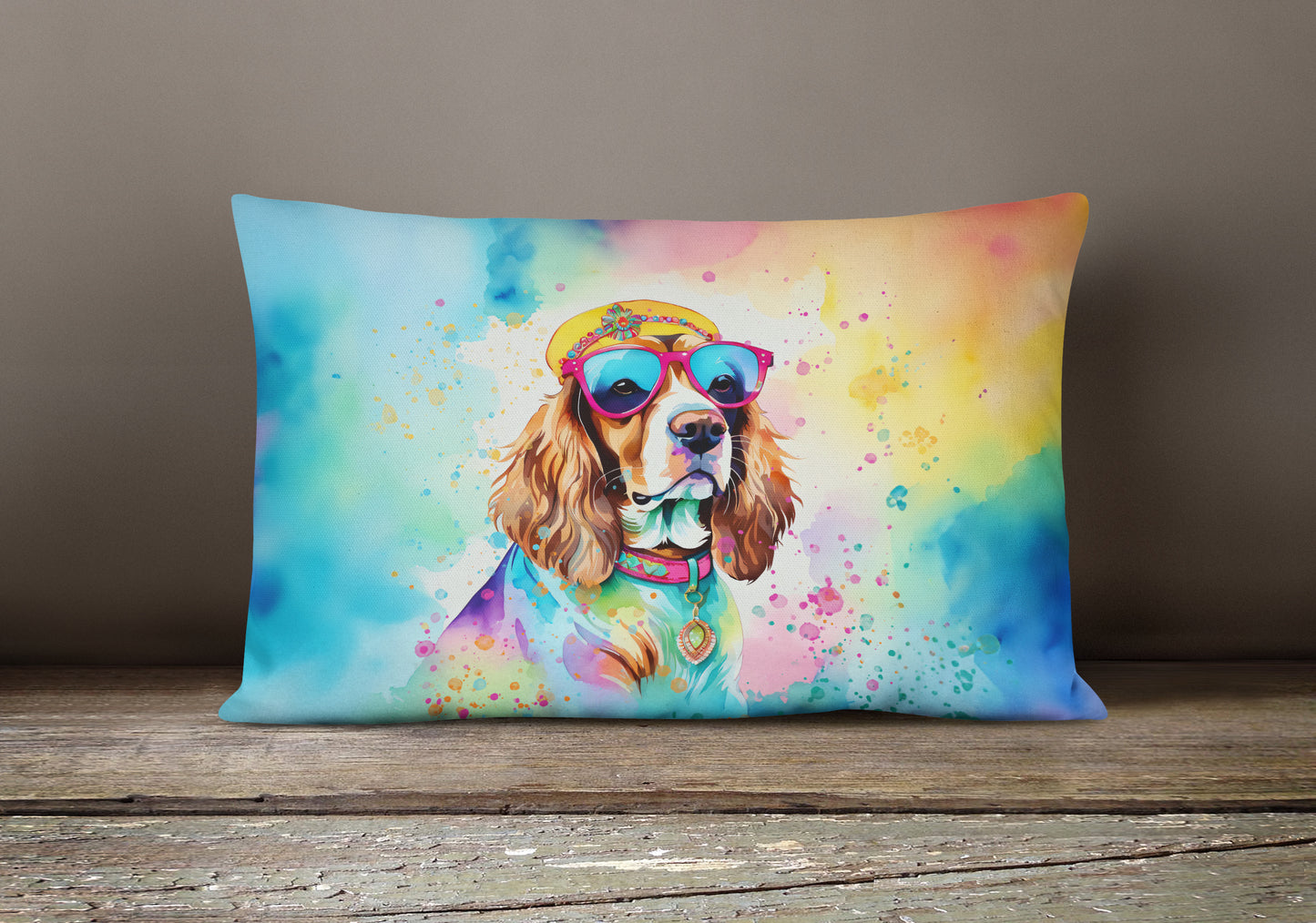 Cavalier Spaniel Hippie Dawg Throw Pillow