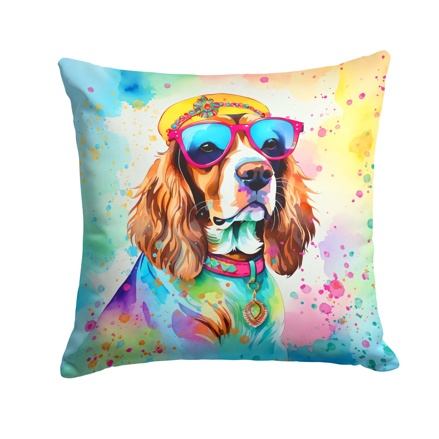 Buy this Cavalier Spaniel Hippie Dawg Throw Pillow