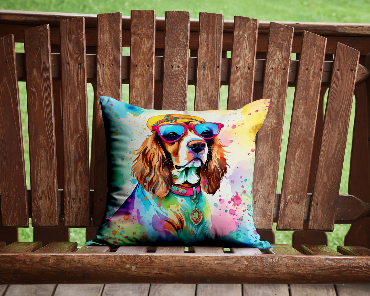 Cavalier Spaniel Hippie Dawg Throw Pillow