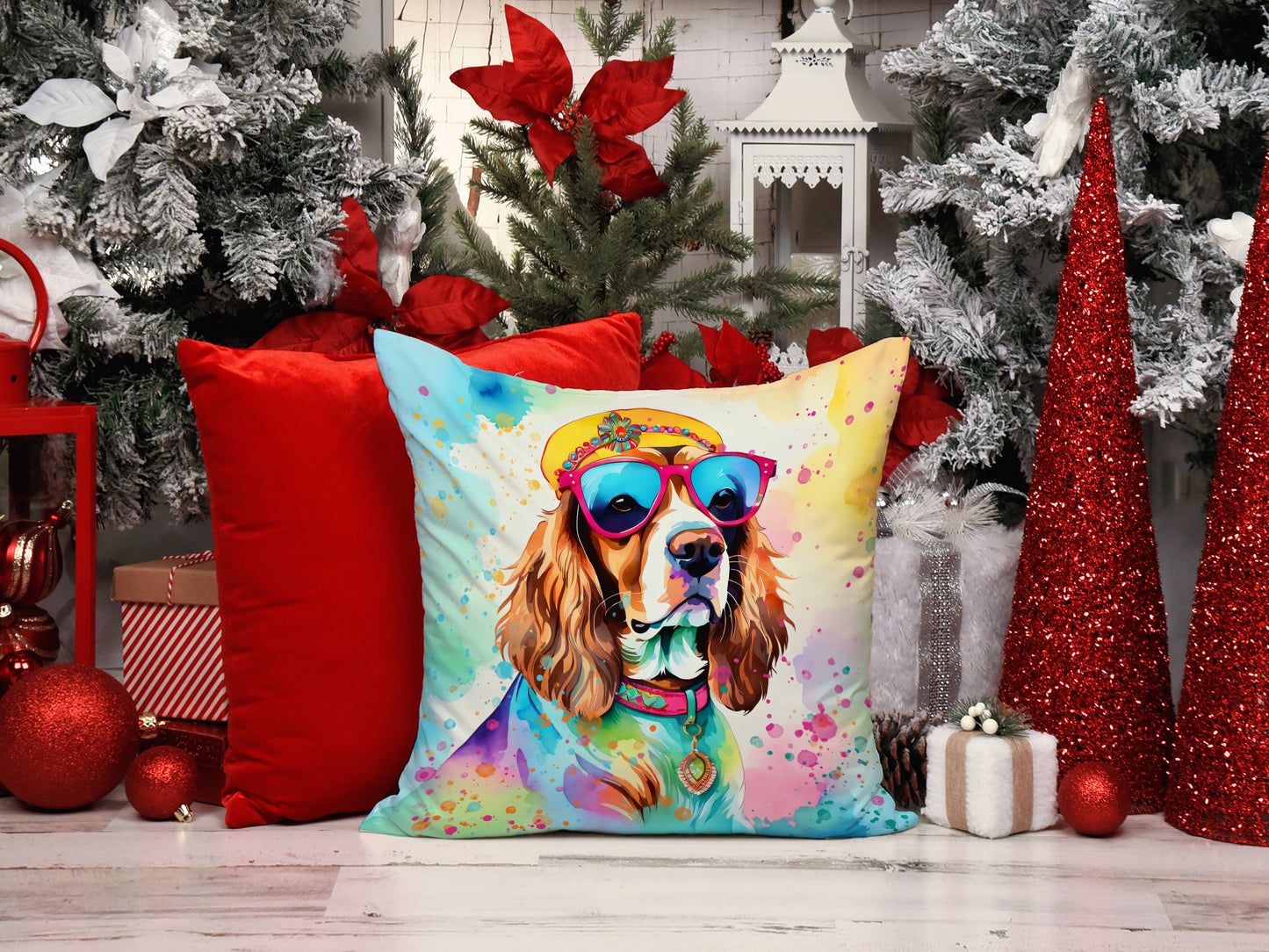 Cavalier Spaniel Hippie Dawg Throw Pillow