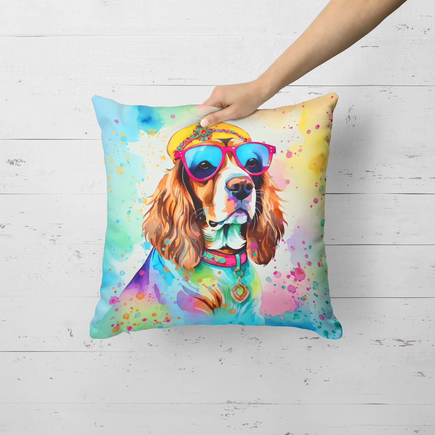 Cavalier Spaniel Hippie Dawg Throw Pillow