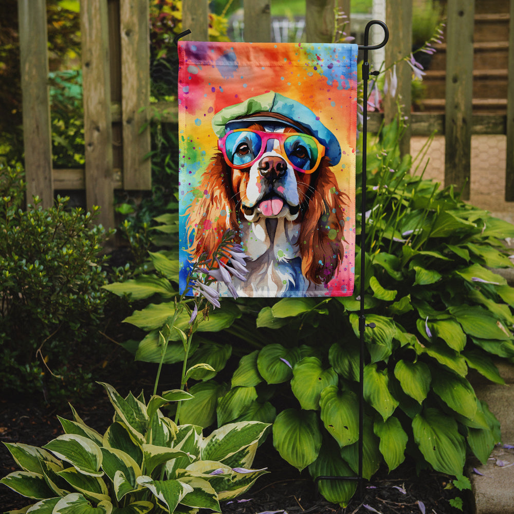 Cavalier Spaniel Hippie Dawg Garden Flag