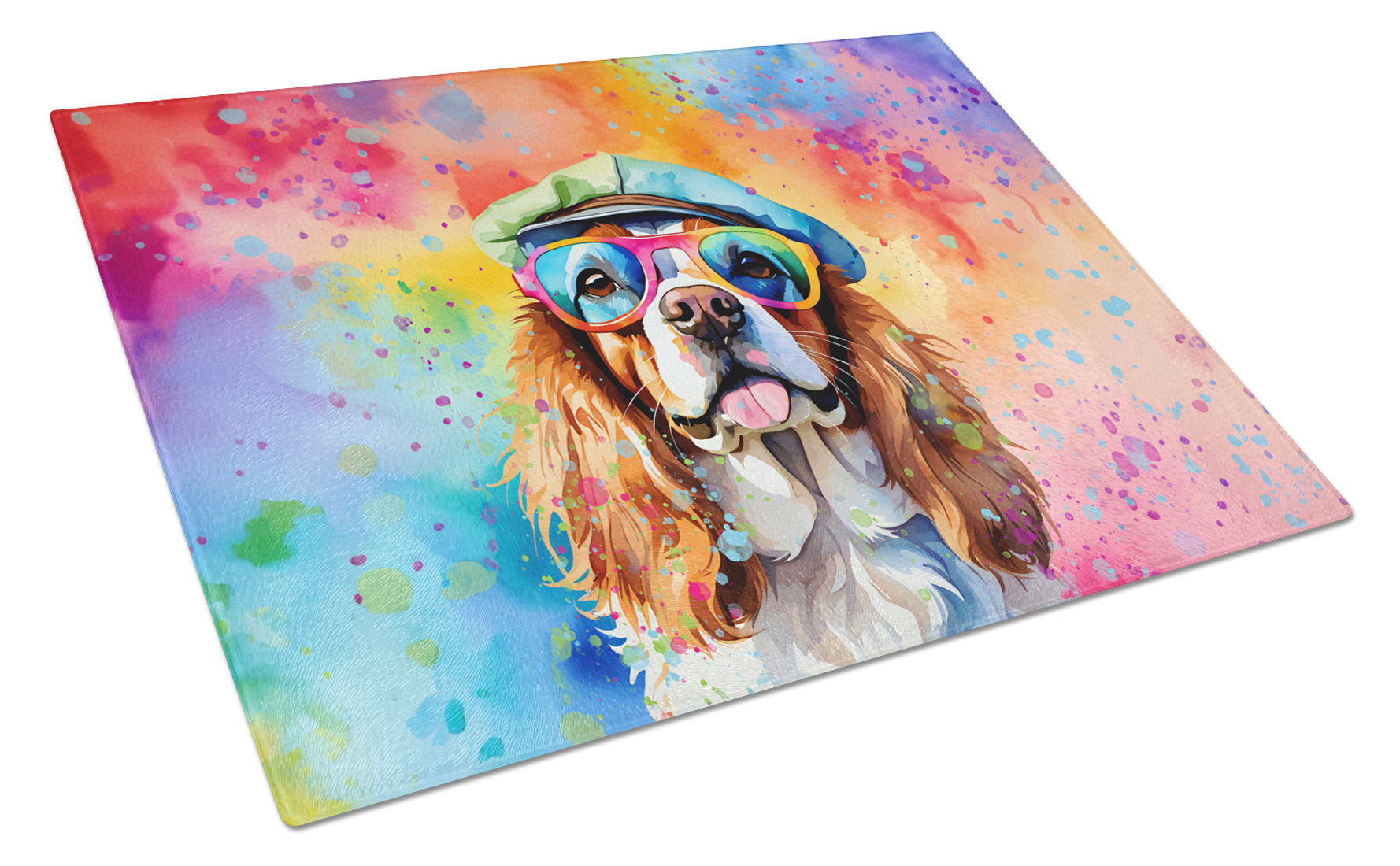 Buy this Cavalier Spaniel Hippie Dawg Glass Cutting Board