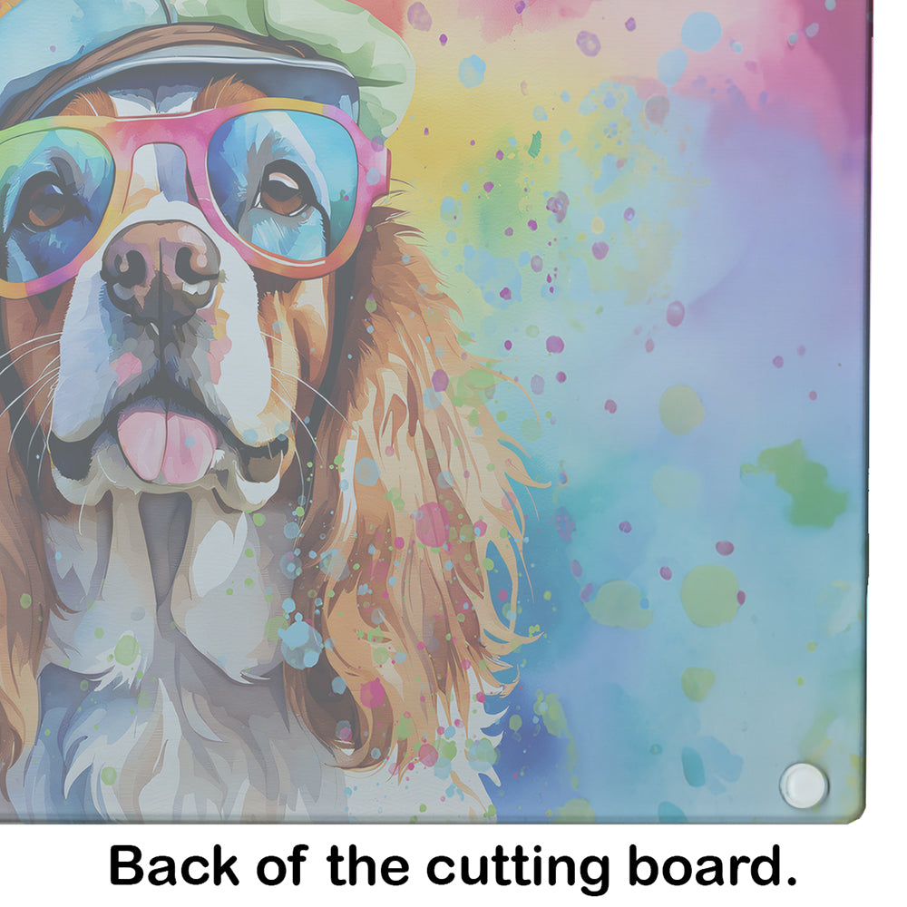 Cavalier Spaniel Hippie Dawg Glass Cutting Board