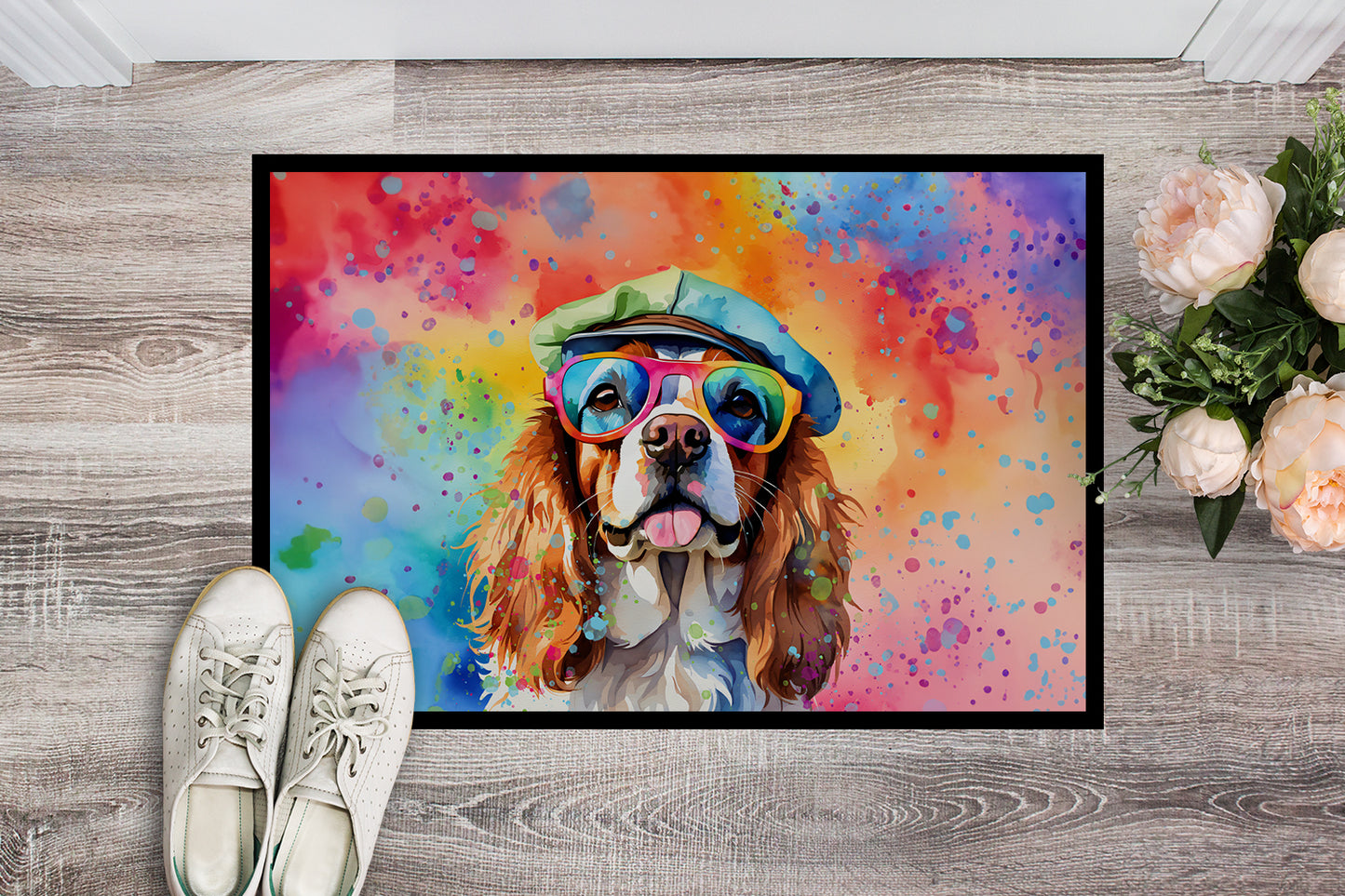 Cavalier Spaniel Hippie Dawg Doormat