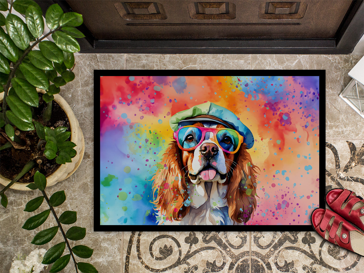 Cavalier Spaniel Hippie Dawg Doormat