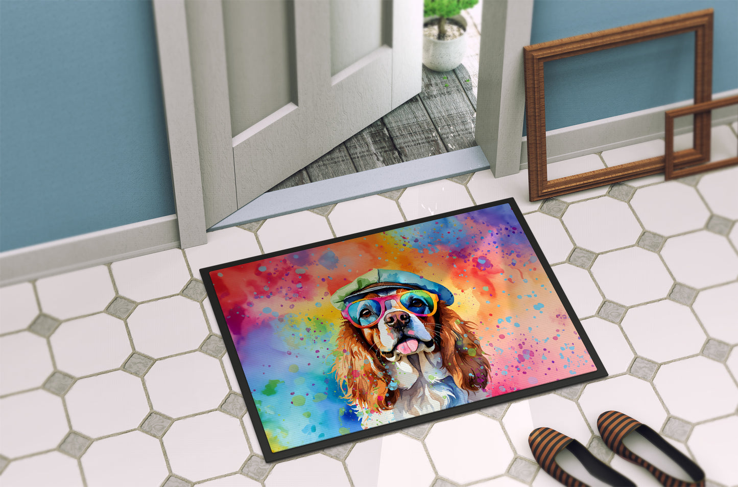 Cavalier Spaniel Hippie Dawg Doormat