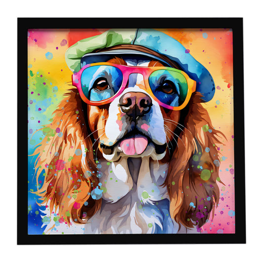 Buy this Cavalier Spaniel Hippie Dawg Framed Metal Print