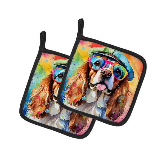 Buy this Cavalier Spaniel Hippie Dawg Pair of Pot Holders