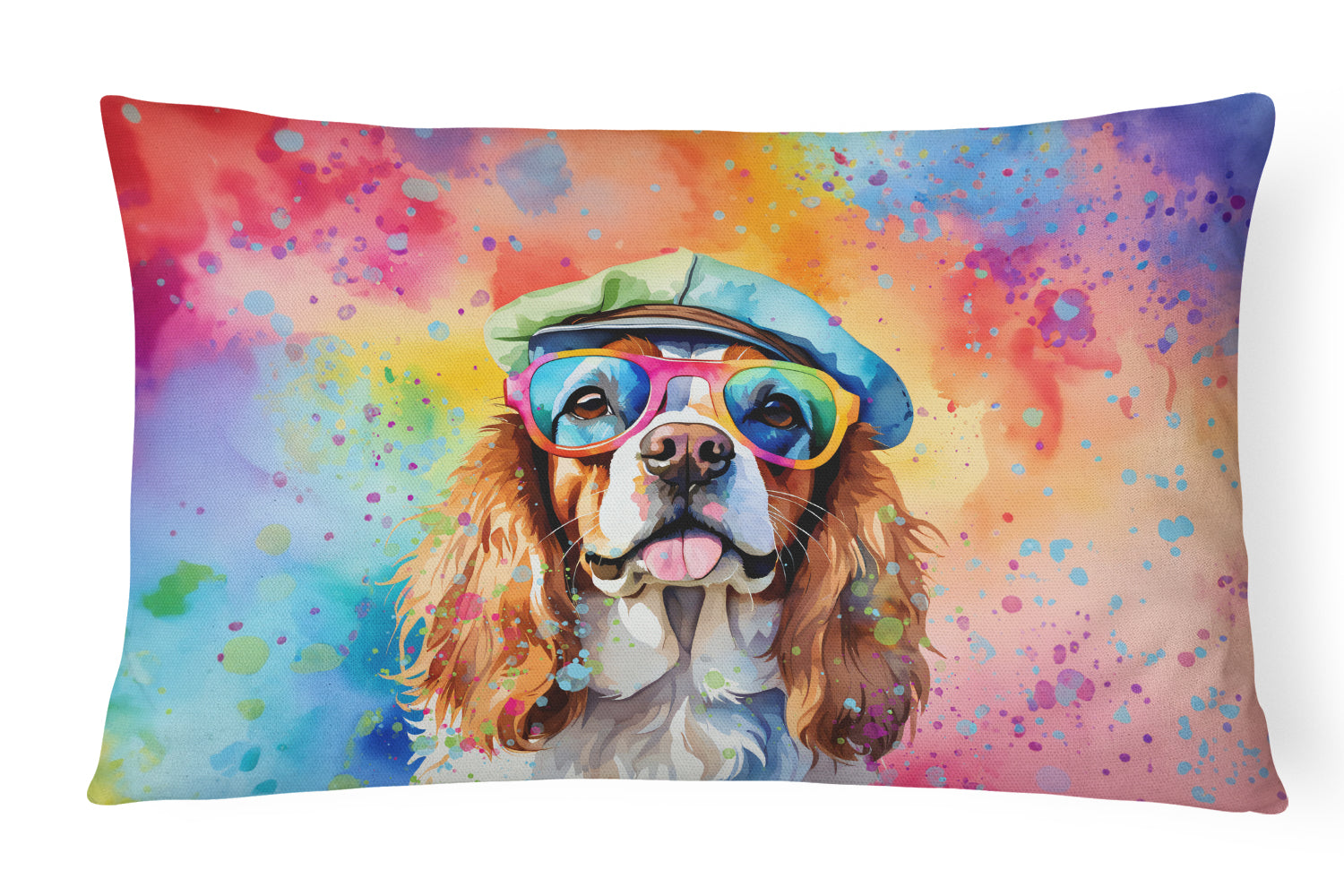 Buy this Cavalier Spaniel Hippie Dawg Throw Pillow