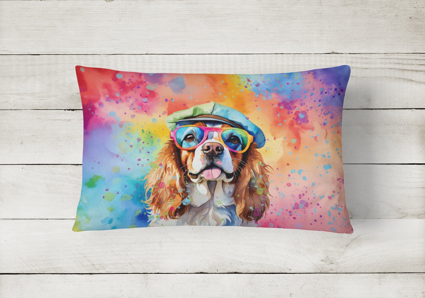 Cavalier Spaniel Hippie Dawg Throw Pillow